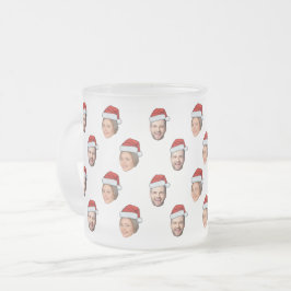 Taza De Cristal Esmerilado Regalo de Navidades fotográficos Santa Hat Persona