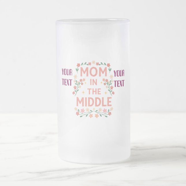 Taza De Cristal Esmerilado Regalo de texto para Personalizado floral de mamá  (Centro)