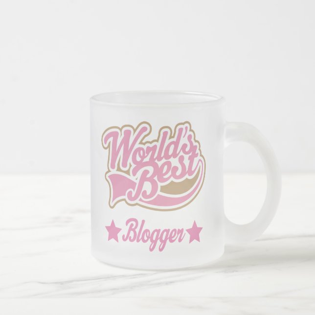 Taza De Cristal Esmerilado Regalo del Blogger (mundos mejores) (Derecha)