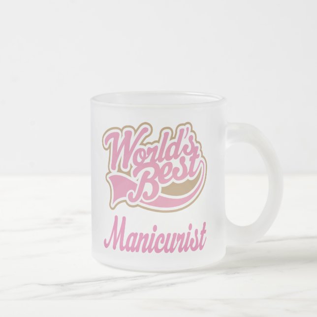Taza De Cristal Esmerilado Regalo del manicuro (mundos mejores) (Derecha)