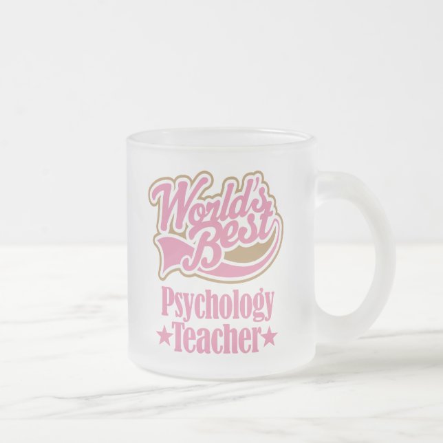 Taza De Cristal Esmerilado Regalo del profesor de la psicología (mundos (Derecha)