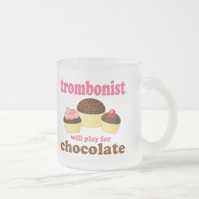 Taza De Cristal Esmerilado Regalo divertido del trombón del chocolate (Derecha)