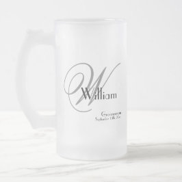 Taza De Cristal Esmerilado Regalo Groomsman Monograma moderno Inicial y Nombr