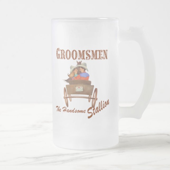 Taza De Cristal Esmerilado Regalo Groomsmen 16 oz Cerveza congelada Mug (Derecha)