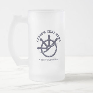 Taza De Cristal Esmerilado Regalo Náutico de Capitán de Barco Personalizado
