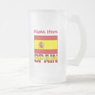 Taza De Cristal Esmerilado Regalo Personalizado de la Bandera de España Heren