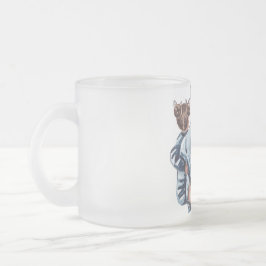 Taza De Cristal Esmerilado Regalo personalizado de Super Mamá con hijo e hija