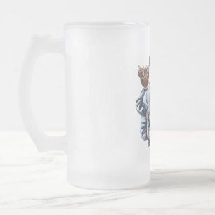 Taza De Cristal Esmerilado Regalo personalizado de Super Mamá con hijo e hija