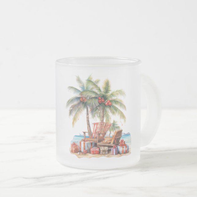 Taza De Cristal Esmerilado Regalos bajo la palmera (Anverso derecho)