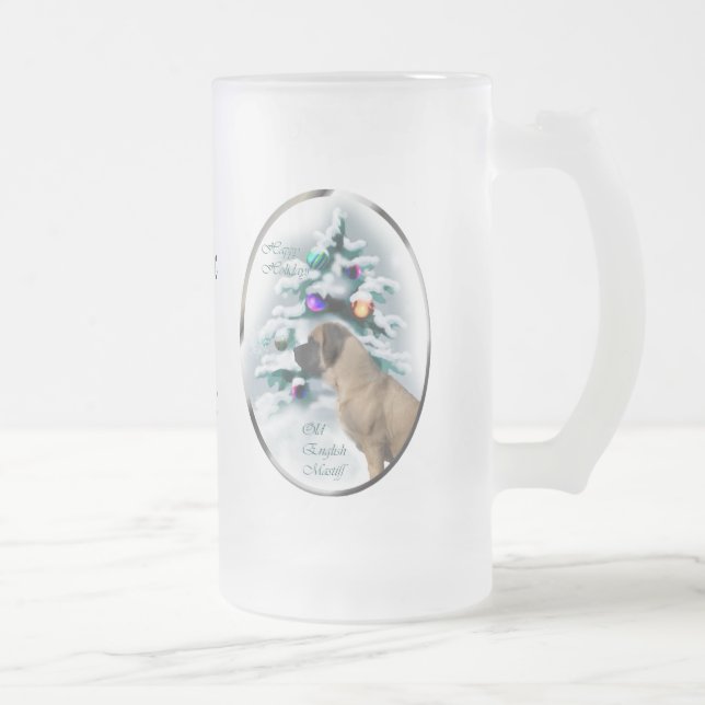 Taza De Cristal Esmerilado Regalos de antiguos Navidades de castiff ingleses (Derecha)