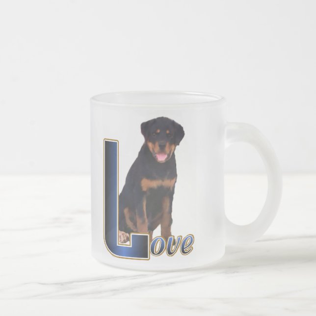 Taza De Cristal Esmerilado Regalos de arte de Rottweiler (Derecha)