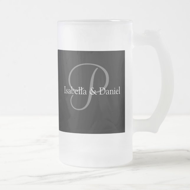 Taza De Cristal Esmerilado Regalos de boda Mug Monogramas (Derecha)