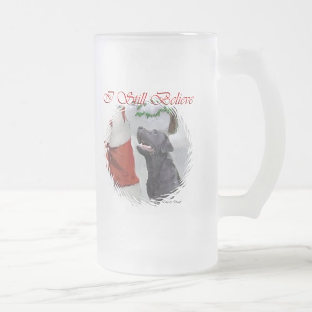 Taza De Cristal Esmerilado Regalos de Labrador Recuperador de Navidades (Derecha)