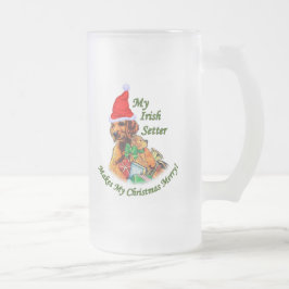 Taza De Cristal Esmerilado Regalos de Navidad para Setter Irlandés