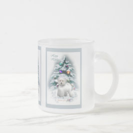 Taza De Cristal Esmerilado Regalos de Navidades de Bichon Frise