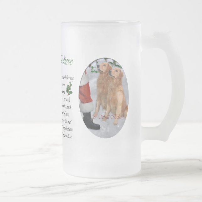 Taza De Cristal Esmerilado Regalos de Navidades de Golden Retriever (Derecha)
