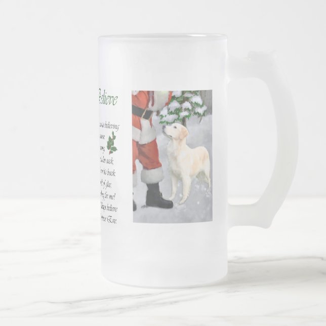 Taza De Cristal Esmerilado Regalos de Navidades de Golden Retriever (Derecha)