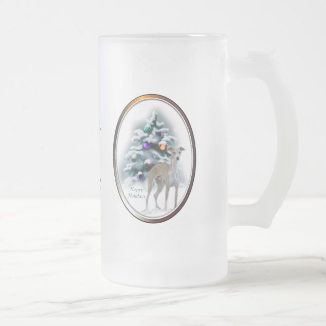 Taza De Cristal Esmerilado Regalos de Navidades de Greyhound de Italia (Derecha)