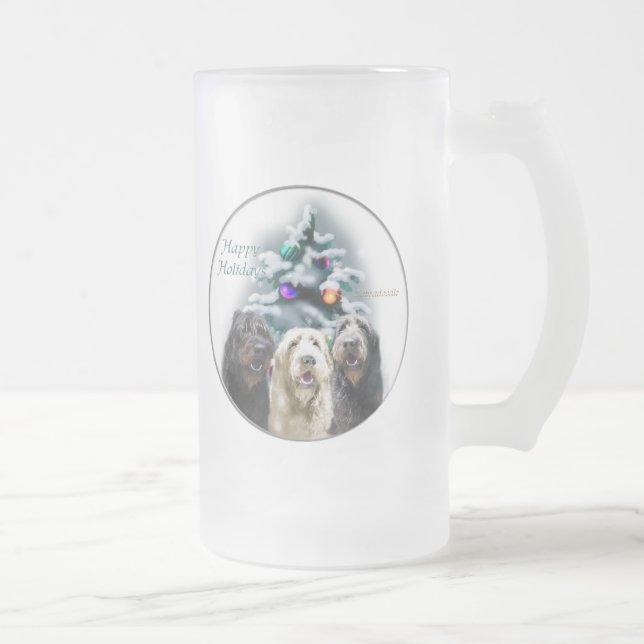 Taza De Cristal Esmerilado Regalos de Navidades de Labradoodle (Derecha)