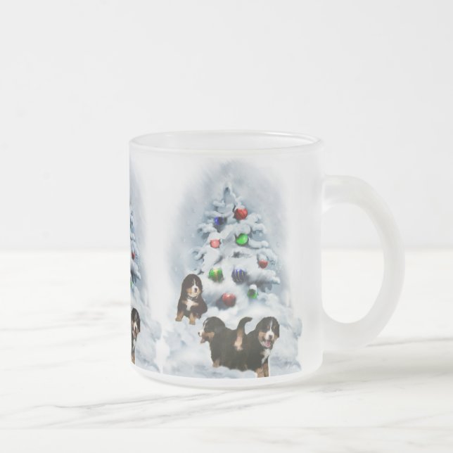 Taza De Cristal Esmerilado Regalos de Navidades de Perro de Montaña de Bernes (Derecha)