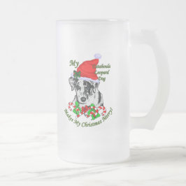 Taza De Cristal Esmerilado Regalos de Navidades de perro leopardo de Catahoul