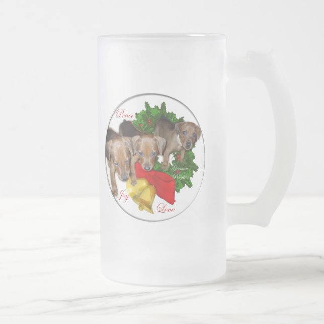 Taza De Cristal Esmerilado Regalos de Navidades de Pinscher en Alemania (Derecha)