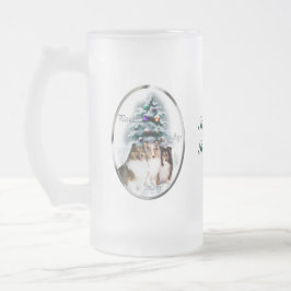 Taza De Cristal Esmerilado Regalos de Navidades de Sheepdog de Shetland