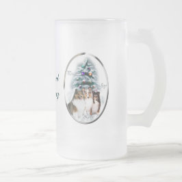 Taza De Cristal Esmerilado Regalos de Navidades de Sheepdog de Shetland
