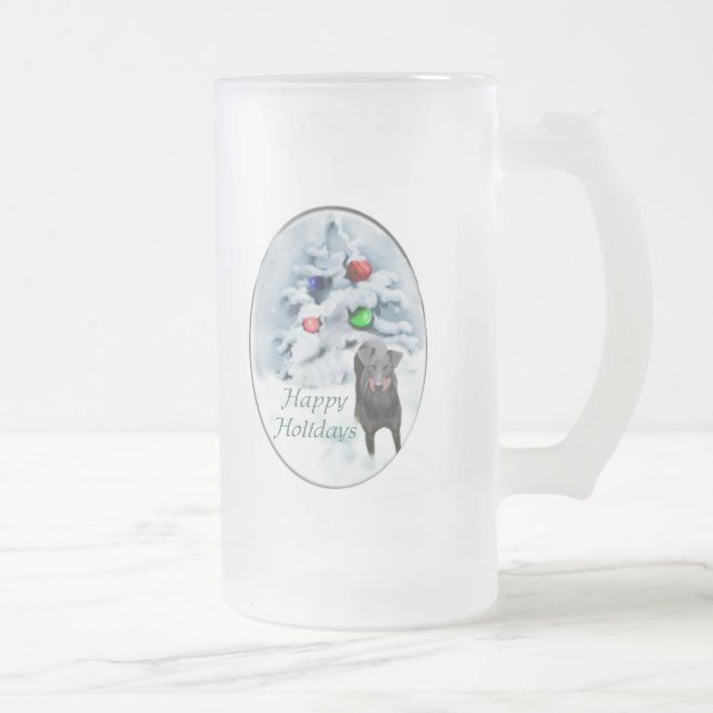 Taza De Cristal Esmerilado Regalos de Navidades del Manchester Terrier (Derecha)
