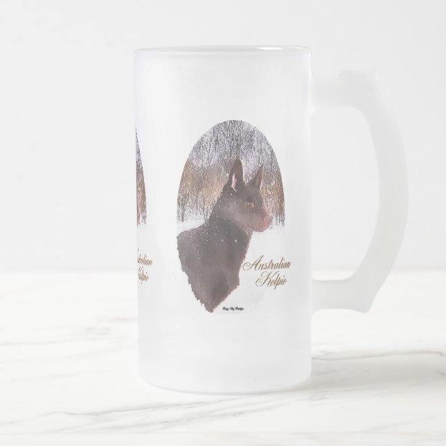 Taza De Cristal Esmerilado Regalos de Navidades Kelpie australianos (Derecha)