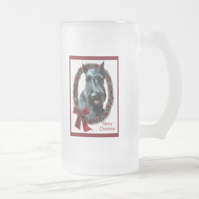 Taza De Cristal Esmerilado Regalos de Navidades Schnauzer (Derecha)