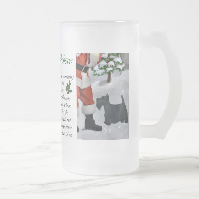 Taza De Cristal Esmerilado Regalos de Navidades Terrier de Escocia (Derecha)