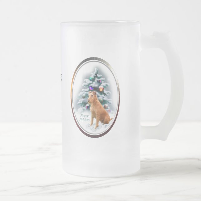 Taza De Cristal Esmerilado Regalos de Navidades Terrier de Irlanda (Derecha)