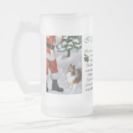 Taza De Cristal Esmerilado Regalos de Shetland Sheepdog Sheltie Navidades