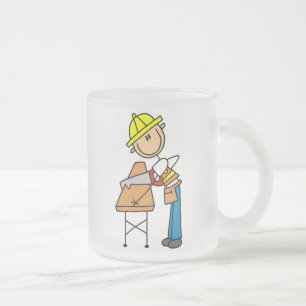 Taza De Cristal Esmerilado Regalos de trabajador de construcción aserrando ma