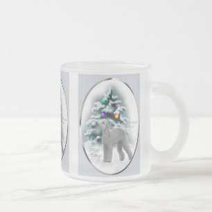 Taza De Cristal Esmerilado Regalos del navidad de Bedlington Terrier