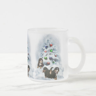 Taza De Cristal Esmerilado Regalos del navidad del perro de montaña de
