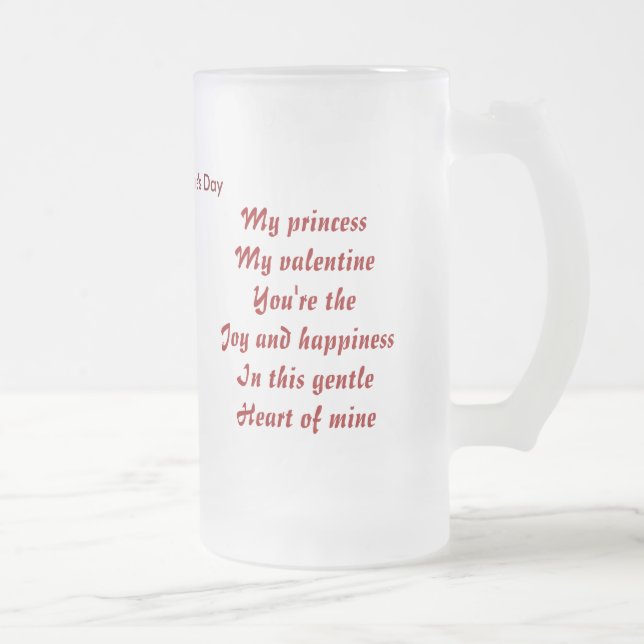 Taza De Cristal Esmerilado regalos el día de San Valentín - mi princesa (Derecha)