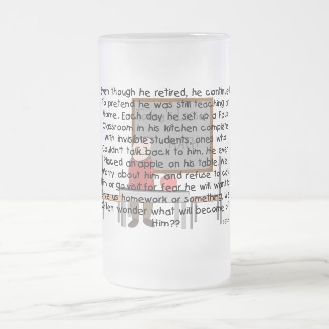 Taza De Cristal Esmerilado Regalos jubilados del arte de historia de la (Centro)