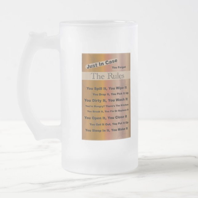 Taza De Cristal Esmerilado Reglas de los hogares Mug Frotada (Izquierda)