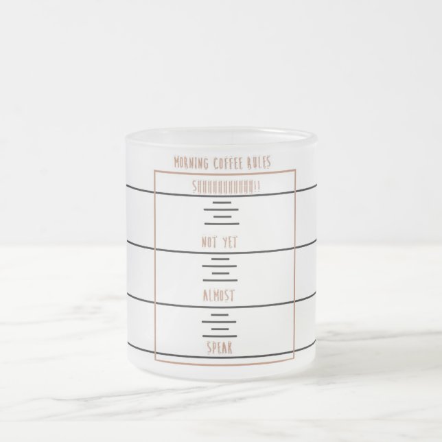 Taza De Cristal Esmerilado Reglas del café de la mañana (Centro)
