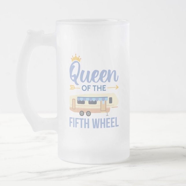 Taza De Cristal Esmerilado Reina De La Quinta Rueda (Izquierda)
