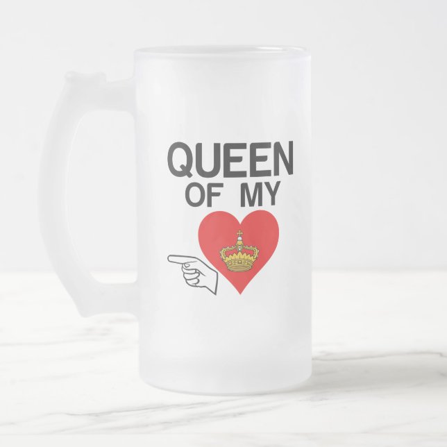 TAZA DE CRISTAL ESMERILADO REINA DE MI CORAZÓN (Izquierda)