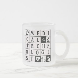 TAZA DE CRISTAL ESMERILADO REJILLA/BLOQUE/ROMPECABEZAS MÉDICOS DEL TECNÓLOG