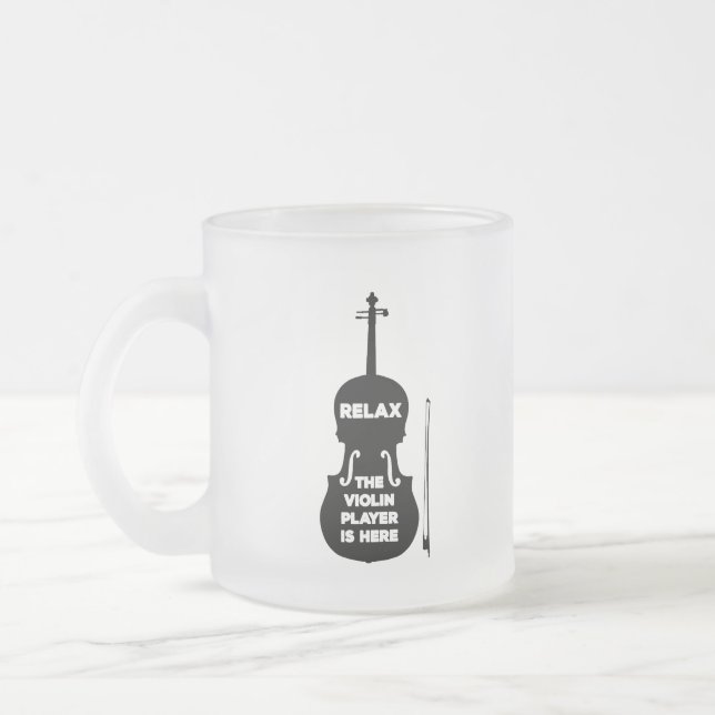 Taza De Cristal Esmerilado Relájese El Violin Player está aquí (Izquierda)