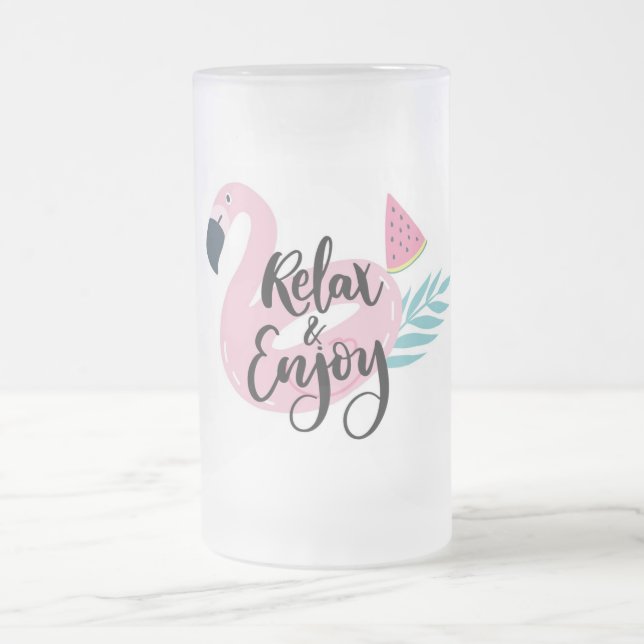 Taza De Cristal Esmerilado Relájese y disfrute del flamenco (Centro)