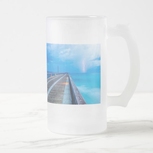 Taza De Cristal Esmerilado Relámpago En Navarre Beach Pier Cerveza De Cristal (Derecha)