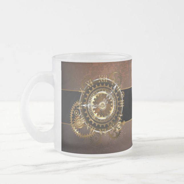 Taza De Cristal Esmerilado Reloj de vapor con engranajes antiguos (Izquierda)