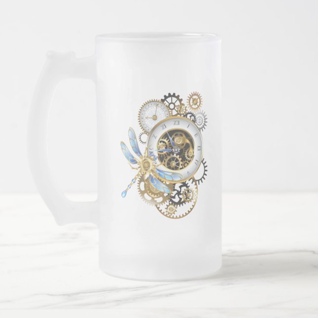 Taza De Cristal Esmerilado Reloj de vapor con libélula mecánica (Izquierda)