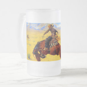 Taza De Cristal Esmerilado Remington Old West Horse y Cowboy